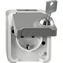 Merten SCHUKO-Steckdose, abschl. m. gleichen Schl./Schloss-Nr. 200, lichtgrau, AQUASTAR MEG2423-8029