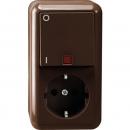 Merten AUFPUTZ Kombination Steckdose/Kontrollschalter braun MEG3499-8717