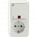 Merten AUFPUTZ Kombination Steckdose/Kontrollschalter polarweiss MEG3499-8719