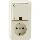 Merten AUFPUTZ Kombination Steckdose/Kontrollschalter weiss MEG3499-8744