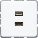 JUNG HDMI und USB, Tragring, Schraubbefestigung MACD1163WW