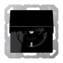 Jung A500 Steckdose mit Klappdeckel Schwarz A1520KLSW