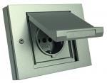 Gira TX44 Steckdose mit Klappdeckel und Rahmen alu 445465/021165