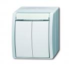 B+J Doppeltaster/Serientaster, alpinwei§, Aufputz IP 44, ocean (IP 44) 2621 WN-54-205-101