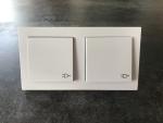 Gira E2 Grau Matt Doppel Steckdose mit Klappdeckel und Rahmen IP44 Set
